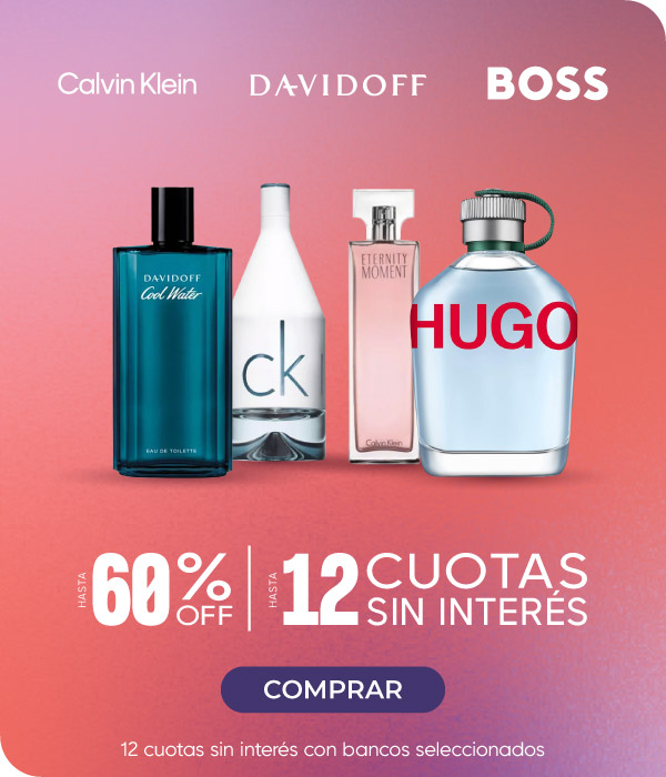CK, HUGO, DAVIDOFF HASTA 50% off | HASTA 12 CUOTAS SIN INTERÉS. Legal: 12 cuotas sin interés con bancos seleccionados