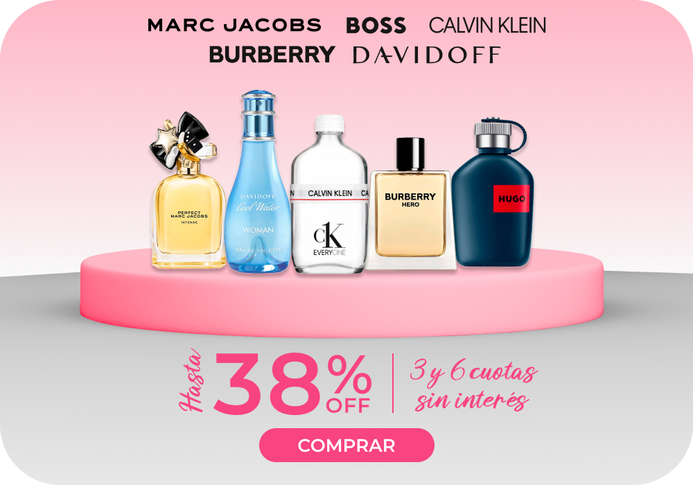 Burberry, Marc Jacobs 20%off + 6 cuotas sin interés, Davidoff, Hugo Boss