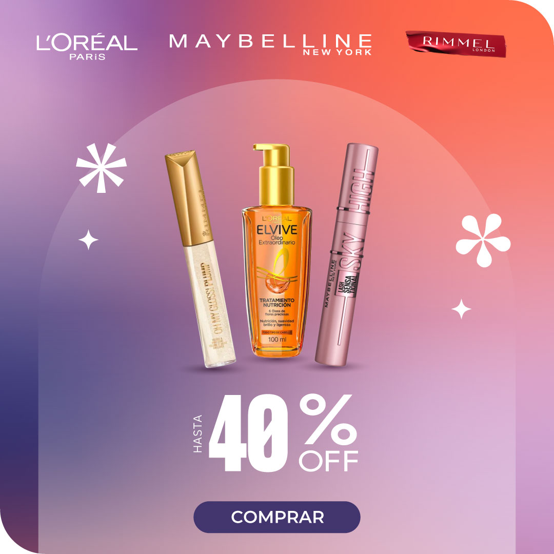 LOREAL MAYBELLINE RIMMEL HASTA 40%