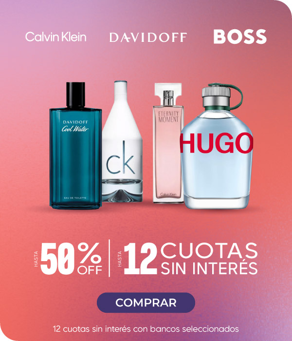 CK, HUGO, DAVIDOFF HASTA 50% off | HASTA 12 CUOTAS SIN INTERÉS. Legal: 12 cuotas sin interés con bancos seleccionados