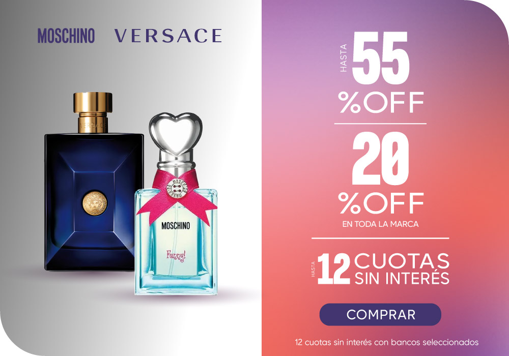 VERSACE & MOSCHINO HASTA 55% | HASTA 12 CUOTAS SIN INTERÉS. Legal: 12 cuotas sin interés con bancos seleccionados