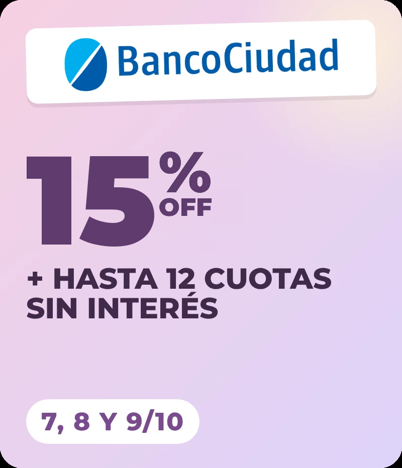 15% + 12 cuotas con banco ciudad