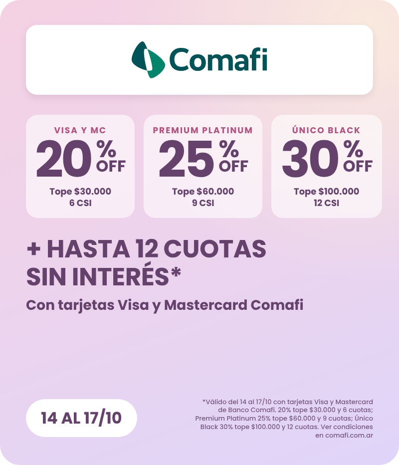 Hasta 30% + 12 csi con banco comafi